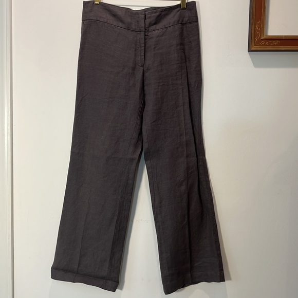 Eileen Fisher Grey Linen pant, wide-leg, zipper & hook in the front, size 6 - Picture 3 of 12